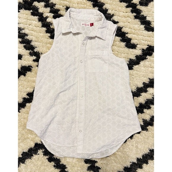 White Button Up Tank Top SO Size 14 Girls - Picture 1 of 3